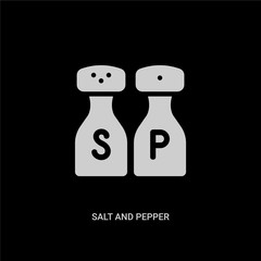 white salt and pepper shakers vector icon on black background. modern flat salt and pepper shakers from furniture and household concept vector sign symbol can be use for web, mobile logo.