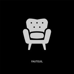 Fototapeta premium white fauteuil vector icon on black background. modern flat fauteuil from furniture and household concept vector sign symbol can be use for web, mobile and logo.