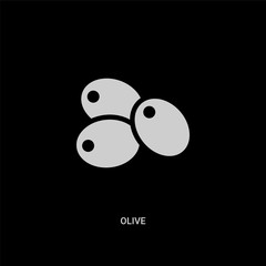 white olive vector icon on black background. modern flat olive from fruits and vegetables concept vector sign symbol can be use for web, mobile and logo.