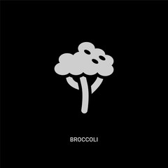 white broccoli vector icon on black background. modern flat broccoli from fruits and vegetables concept vector sign symbol can be use for web, mobile and logo.