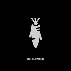 white horseradish vector icon on black background. modern flat horseradish from fruits and vegetables concept vector sign symbol can be use for web, mobile and logo.
