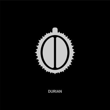white durian vector icon on black background. modern flat durian from fruits and vegetables concept vector sign symbol can be use for web, mobile and logo.