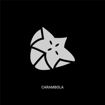 white carambola vector icon on black background. modern flat carambola from fruits and vegetables concept vector sign symbol can be use for web, mobile and logo.
