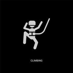white climbing vector icon on black background. modern flat climbing from free time concept vector sign symbol can be use for web, mobile and logo.