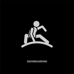 white snowboarding vector icon on black background. modern flat snowboarding from free time concept vector sign symbol can be use for web, mobile and logo.