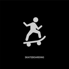 white skateboarding vector icon on black background. modern flat skateboarding from free time concept vector sign symbol can be use for web, mobile and logo.