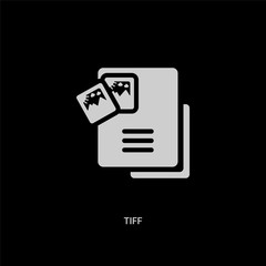 white tiff vector icon on black background. modern flat tiff from file type concept vector sign symbol can be use for web, mobile and logo.
