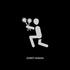 white sorry human vector icon on black background. modern flat sorry human from feelings concept vector sign symbol can be use for web, mobile and logo.