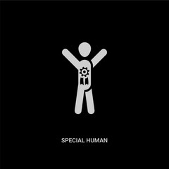 white special human vector icon on black background. modern flat special human from feelings concept vector sign symbol can be use for web, mobile and logo.