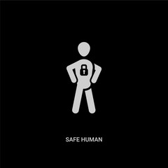 white safe human vector icon on black background. modern flat safe human from feelings concept vector sign symbol can be use for web, mobile and logo.