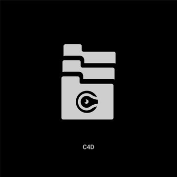 white c4d vector icon on black background. modern flat c4d from file type concept vector sign symbol can be use for web, mobile and logo.