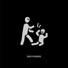 white bad human vector icon on black background. modern flat bad human from feelings concept vector sign symbol can be use for web, mobile and logo.