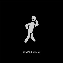 white anxious human vector icon on black background. modern flat anxious human from feelings concept vector sign symbol can be use for web, mobile and logo.