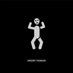 white angry human vector icon on black background. modern flat angry human from feelings concept vector sign symbol can be use for web, mobile and logo.