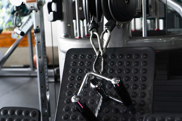 cable rowing handle closeup at gym
