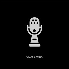 white voice acting vector icon on black background. modern flat voice acting from entertainment and arcade concept vector sign symbol can be use for web, mobile and logo.