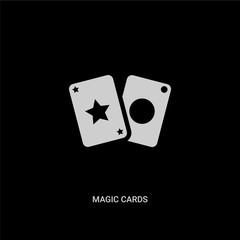 white magic cards vector icon on black background. modern flat magic cards from entertainment and arcade concept vector sign symbol can be use for web, mobile and logo.
