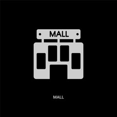 white mall vector icon on black background. modern flat mall from entertainment and arcade concept vector sign symbol can be use for web, mobile and logo.