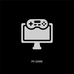 white pc game vector icon on black background. modern flat pc game from entertainment and arcade concept vector sign symbol can be use for web, mobile and logo.