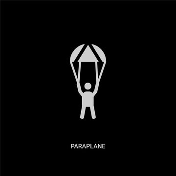 white paraplane vector icon on black background. modern flat paraplane from entertainment and arcade concept vector sign symbol can be use for web, mobile and logo.