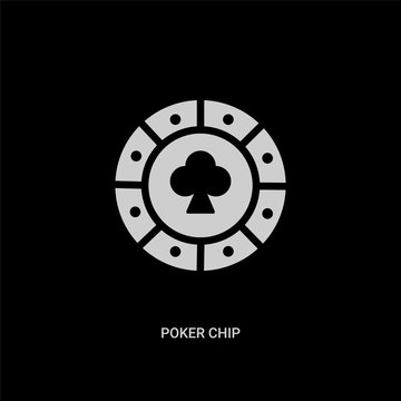 white poker chip vector icon on black background. modern flat poker chip from entertainment and arcade concept vector sign symbol can be use for web, mobile and logo.
