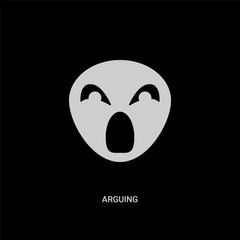 white arguing vector icon on black background. modern flat arguing from emotions concept vector sign symbol can be use for web, mobile and logo.