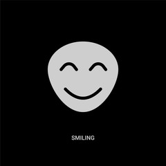 Fototapeta premium white smiling vector icon on black background. modern flat smiling from emotions concept vector sign symbol can be use for web, mobile and logo.