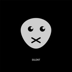 white silent vector icon on black background. modern flat silent from emotions concept vector sign symbol can be use for web, mobile and logo.