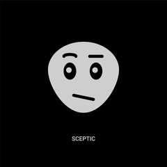 white sceptic vector icon on black background. modern flat sceptic from emotions concept vector sign symbol can be use for web, mobile and logo.