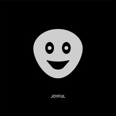 white joyful vector icon on black background. modern flat joyful from emotions concept vector sign symbol can be use for web, mobile and logo.