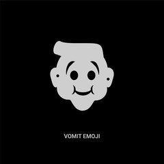 white vomit emoji vector icon on black background. modern flat vomit emoji from emoji concept vector sign symbol can be use for web, mobile and logo.