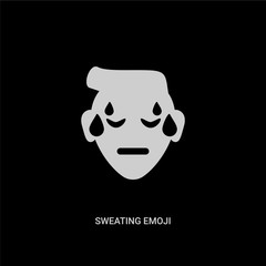 white sweating emoji vector icon on black background. modern flat sweating emoji from emoji concept vector sign symbol can be use for web, mobile and logo.