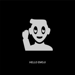 white hello emoji vector icon on black background. modern flat hello emoji from emoji concept vector sign symbol can be use for web, mobile and logo.