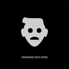 white frowning with open mouth emoji vector icon on black background. modern flat frowning with open mouth emoji from emoji concept vector sign symbol can be use for web, mobile and logo.