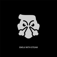 white emoji with steam from nose vector icon on black background. modern flat emoji with steam from nose from emoji concept vector sign symbol can be use for web, mobile and logo.