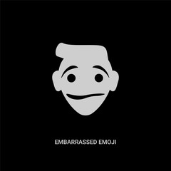white embarrassed emoji vector icon on black background. modern flat embarrassed emoji from emoji concept vector sign symbol can be use for web, mobile and logo.