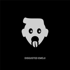 white disgusted emoji vector icon on black background. modern flat disgusted emoji from emoji concept vector sign symbol can be use for web, mobile and logo.