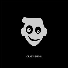 white crazy emoji vector icon on black background. modern flat crazy emoji from emoji concept vector sign symbol can be use for web, mobile and logo.