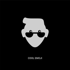 white cool emoji vector icon on black background. modern flat cool emoji from emoji concept vector sign symbol can be use for web, mobile and logo.