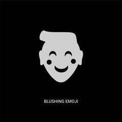 white blushing emoji vector icon on black background. modern flat blushing emoji from emoji concept vector sign symbol can be use for web, mobile and logo.