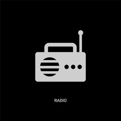 white radio vector icon on black background. modern flat radio from electronic stuff fill concept vector sign symbol can be use for web, mobile and logo.