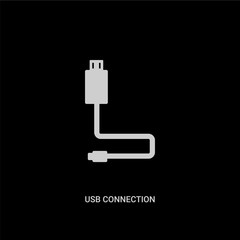 white usb connection vector icon on black background. modern flat usb connection from electronic stuff fill concept vector sign symbol can be use for web, mobile and logo.