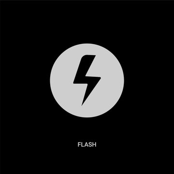 white flash vector icon on black background. modern flat flash from electronic stuff fill concept vector sign symbol can be use for web, mobile and logo.