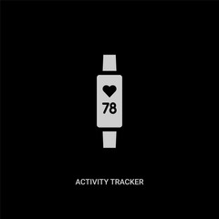 white activity tracker vector icon on black background. modern flat activity tracker from electronic devices concept vector sign symbol can be use for web, mobile and logo.