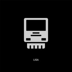 white lisa vector icon on black background. modern flat lisa from electronic devices concept vector sign symbol can be use for web, mobile and logo.
