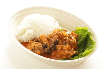 Shimeji mushroom in beef stew served with rice