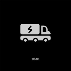 white truck vector icon on black background. modern flat truck from electrian connections concept vector sign symbol can be use for web, mobile and logo.