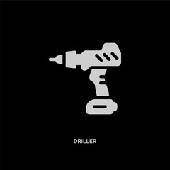 white driller vector icon on black background. modern flat driller from electrian connections concept vector sign symbol can be use for web, mobile and logo.