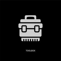 white toolbox vector icon on black background. modern flat toolbox from electrian connections concept vector sign symbol can be use for web, mobile and logo.