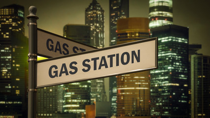 Street Sign to Gas Station